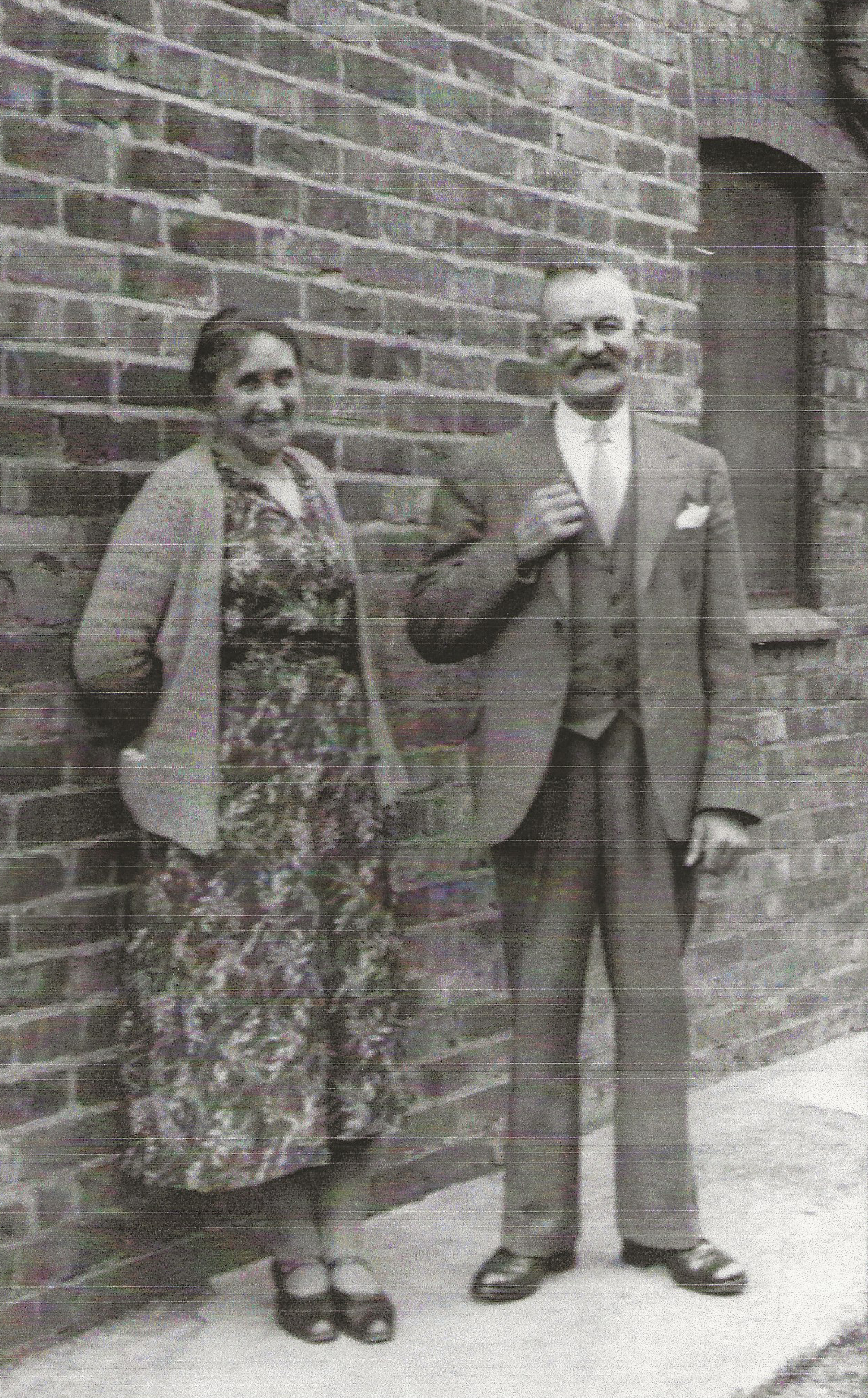 Ernest and wife Laura outside the house Ernest built at Braefield